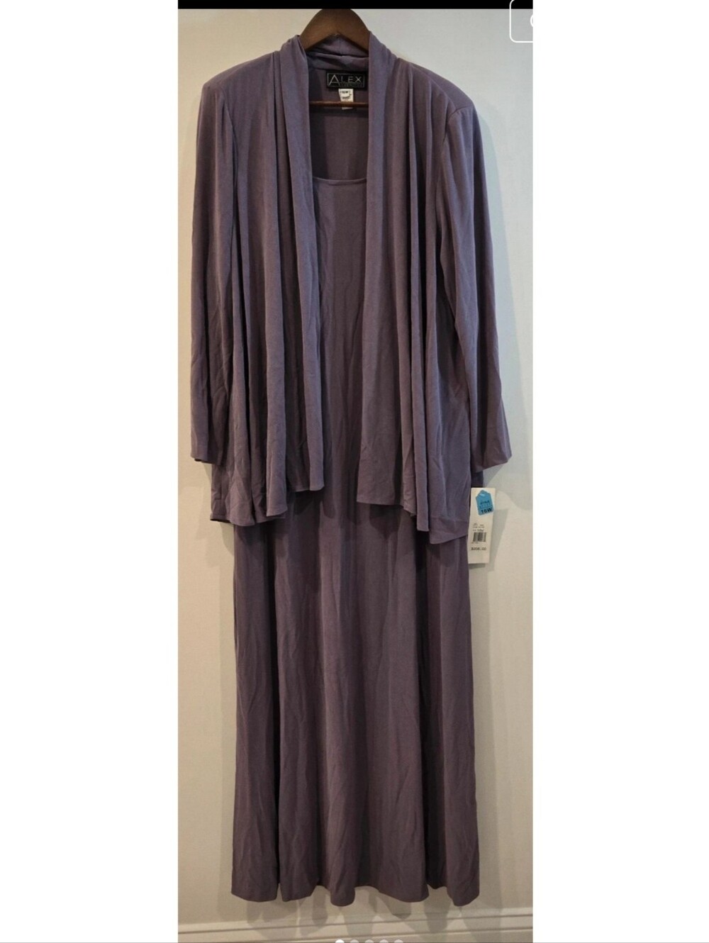 NEW Alex Evenings 2pc Lavender Lagenlook Jacket Dress S 16W 1X Plus Comfy